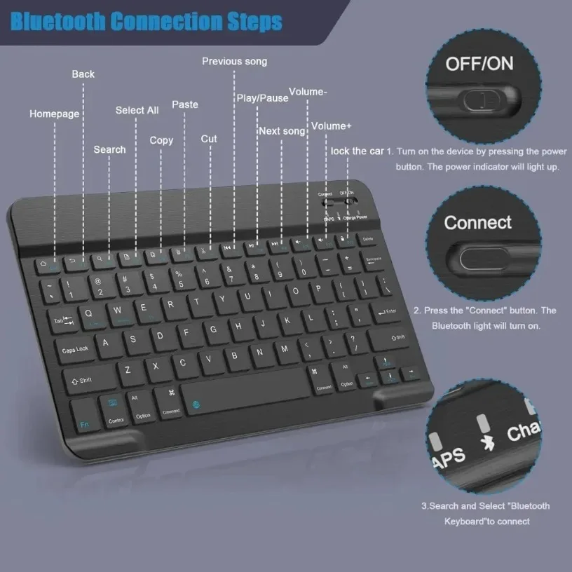 Keyboard and Mouse Kit 10 inch Bluetooth for tablet ipad Xiaomi Samsung Huawei Lenovo For Android ios Windows
