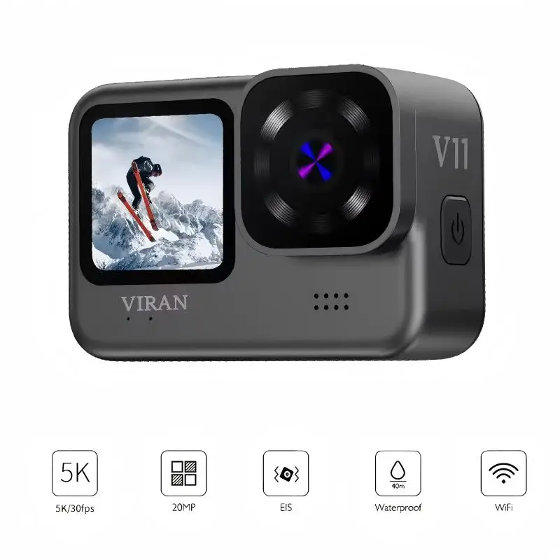 High-Definition Action Camera 5K 30Hz | Dual Color Screen | Image Stabilization | Body Waterproof 5m | 1200Mah /Remote Control