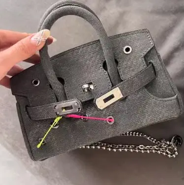 Niche Spoof Women's Summer Leather Mini Denim Canvas Hot Girl Bag High-Grade Shoulder Messenger Bag