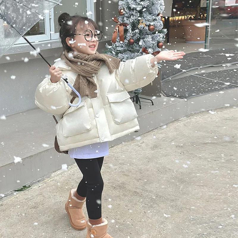 Children's Down cotton jacket girls' short new Korean version bread jacket thickened cotton waterproof Comfortable