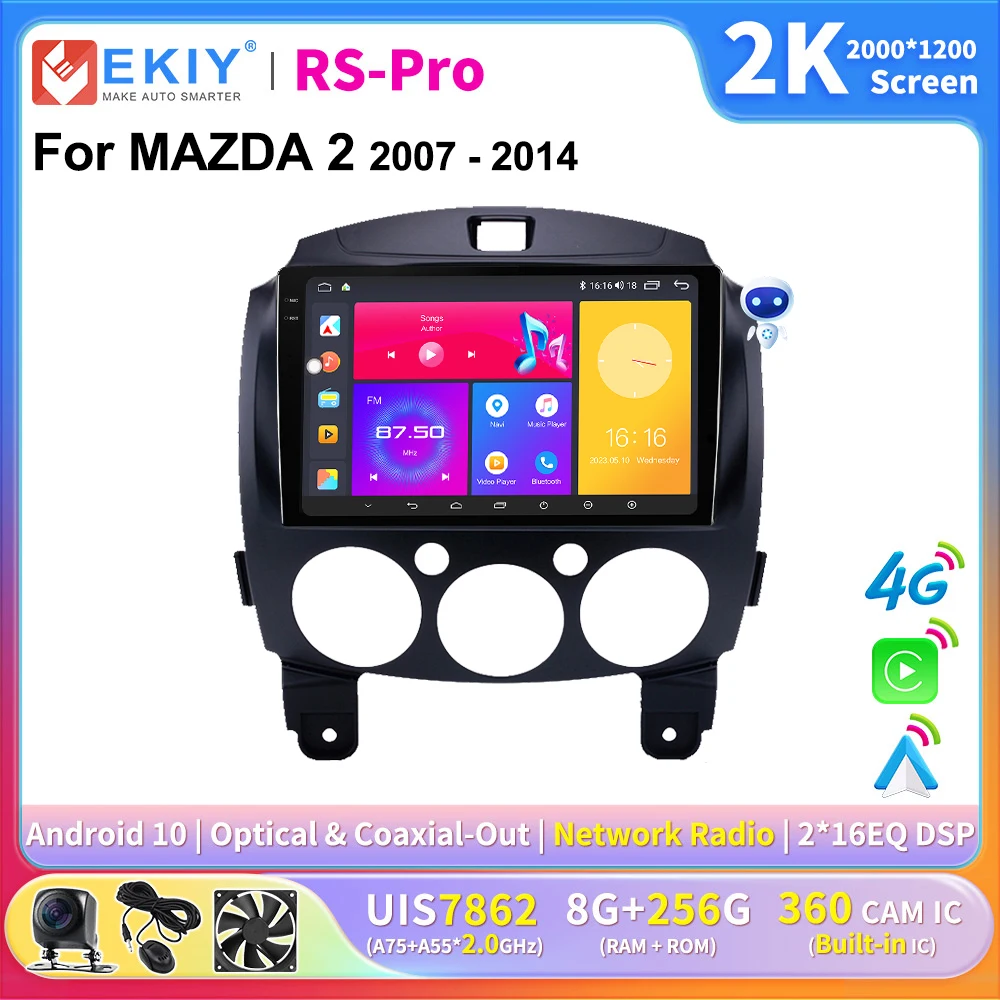 

EKIY 2K Screen 2Din Car Radio Stereo For MAZDA 2 Mazda2 2007-2014 Autoradio DSP Multimedia Video Player Android Auto CarPlay GPS