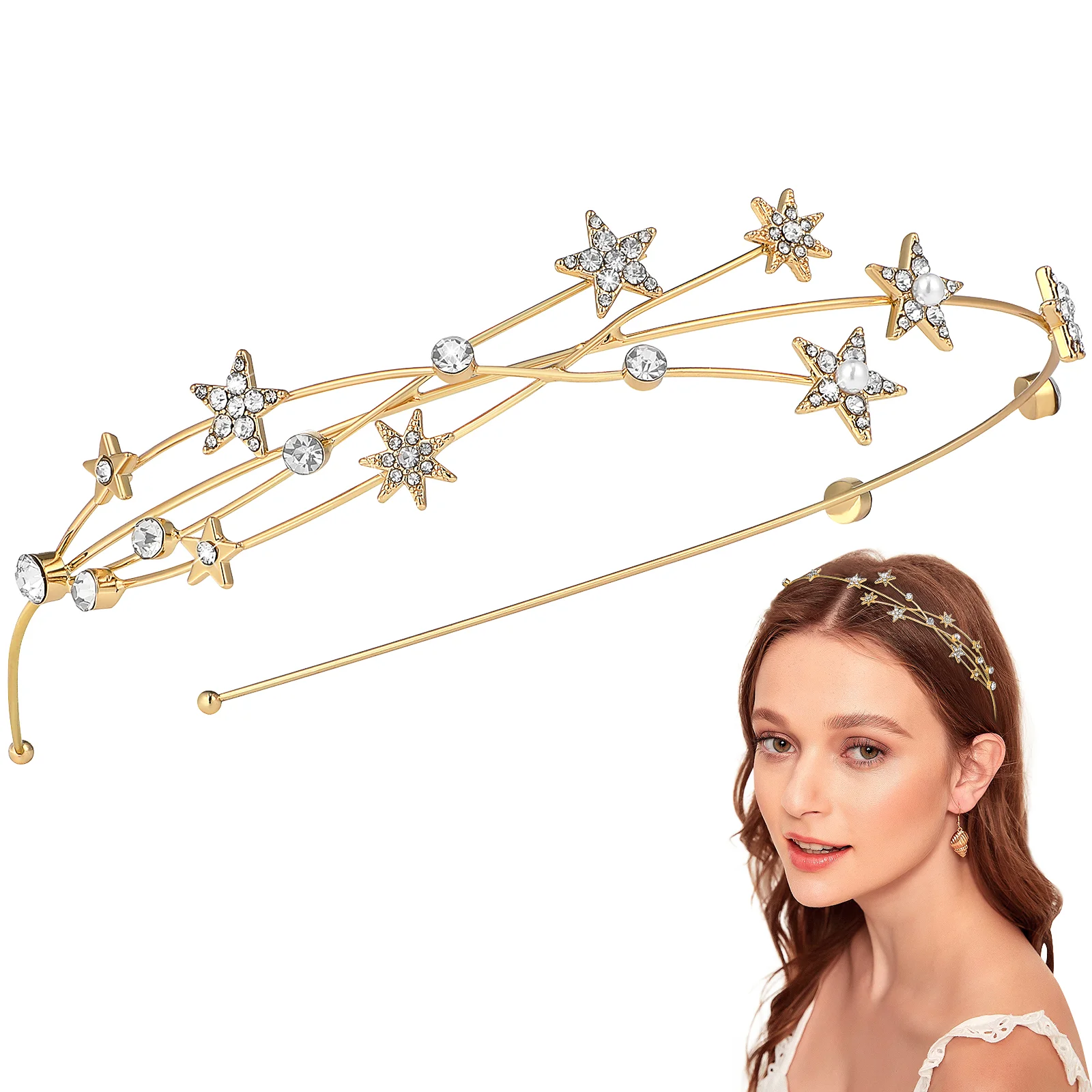 

Delicate Elegant Fashion Decorative Rhinestones Faux Pearls Star Headdress Star Hairband Star Star Headpiece Star Headband