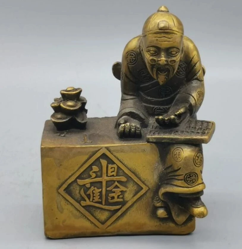 

China brass Bookkeeping old man crafts statue