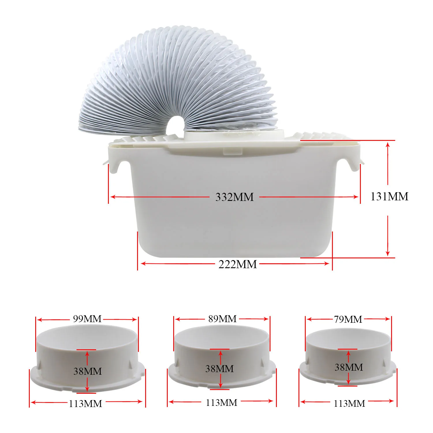 15 m Invero Manguera de ventilación de condensador universal extralarga 3,5 pulgadas 90 mm de diámetro tubo flexible para la mayoría de marcas y modelos de secadoras con ventilación 