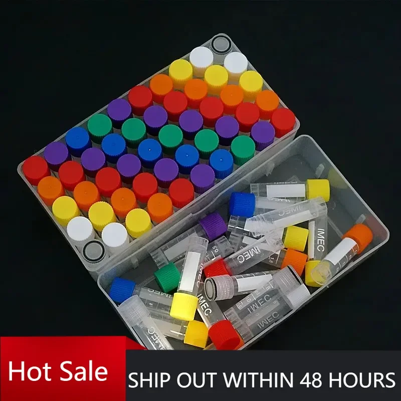 1Set Include One Piece 50- Lattice Storage Box For Store Cryovial+50Pieces 1.8ml Plastic Refrigerating Tube