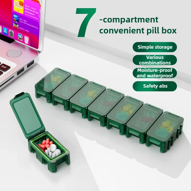 New Travel-Friendly A Freely Combinable Rubik's Cube Sealed 7-Compartment Medicine Box Sealed and Dust-proof BPA Free