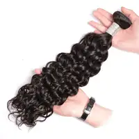 Extensions de cheveux humains ondulés Water Wave, bouclés Deep Wave, brésiliens, noirs naturels, Remy, qualité 12A 2