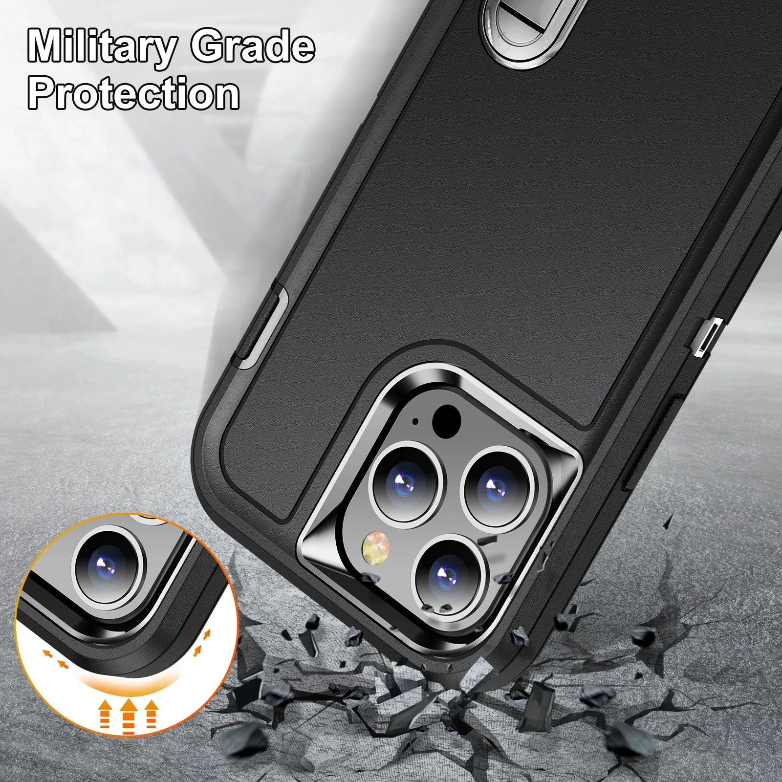 Rugged Shockproof Defense Case with Metal Bracket Back Cover