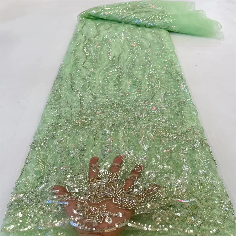 

SJ Lace 2022 Afriacn Lace Fabric French Lace Nigeria Beaded Lace Material Sequins Tulle Lace Fabric For Wedding Party Dr xC11-34