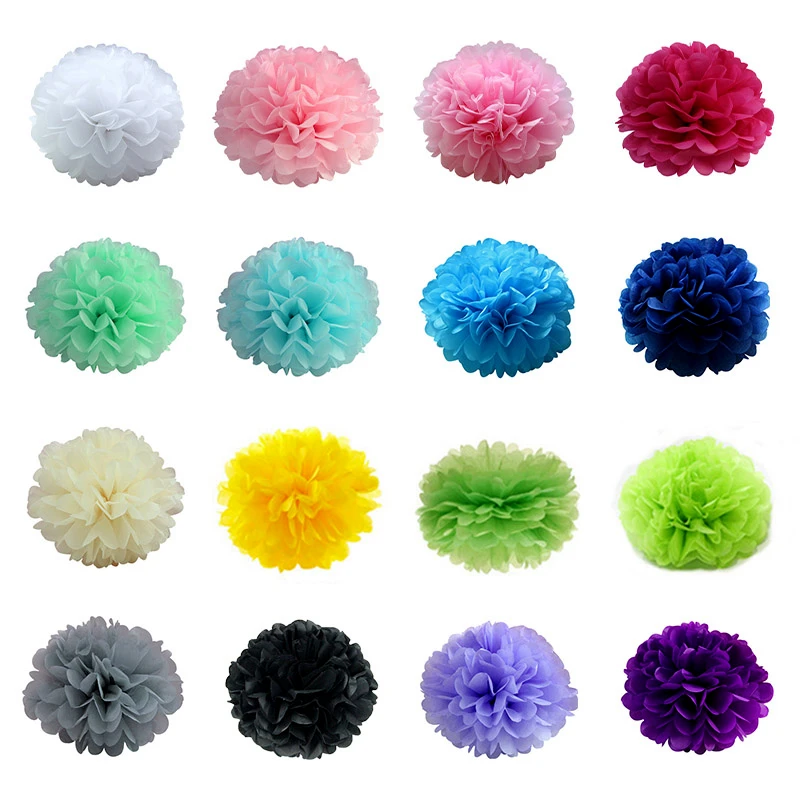 5pcs 6''-12'' Tissue Paper Pompoms Wedding Decorative Paper Flowers Ball Baby Shower Birthday Party Decoration paper pom poms