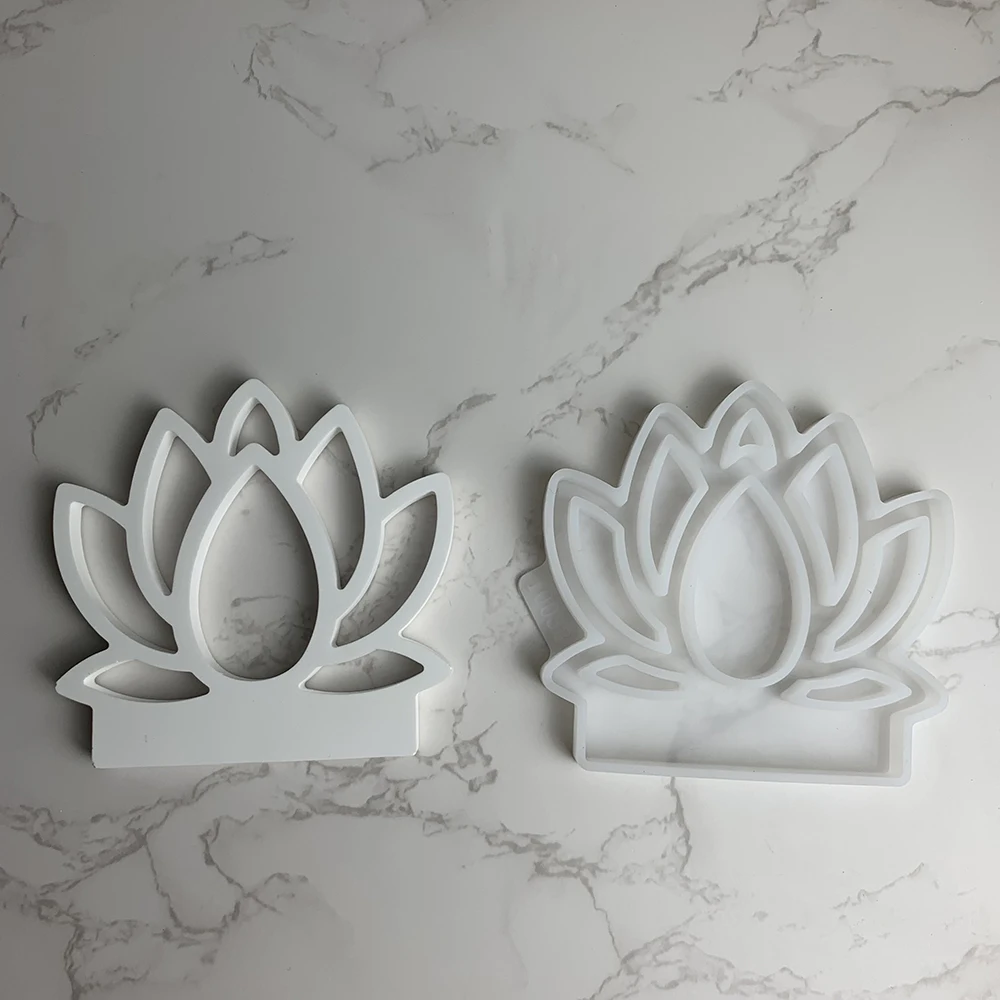 Hollow Lotus Candlestick Silicone Molds DIY Eid Ramadan Decor Flower Lotus Concrete Resin Candle Holder Casting Moulds