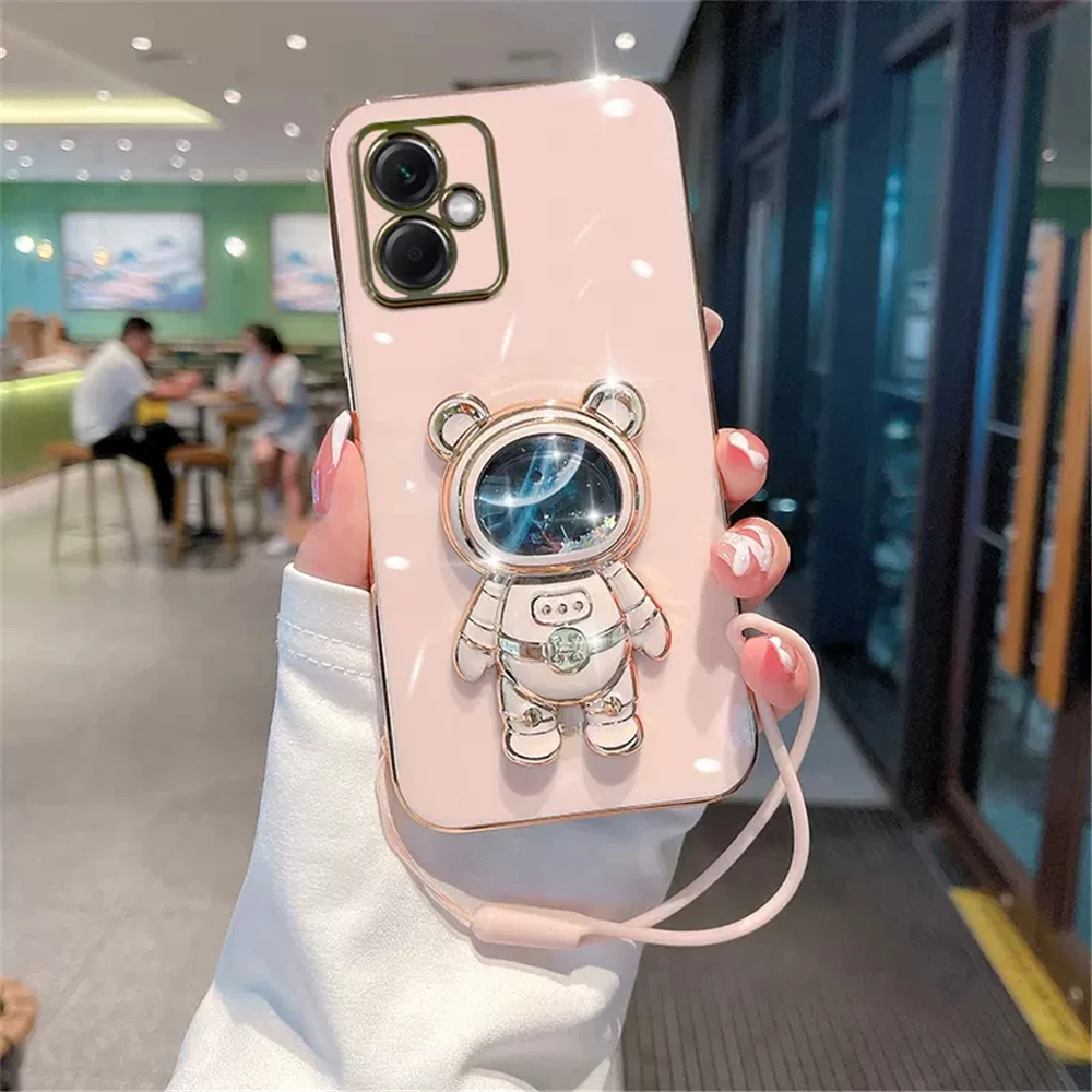 thumbnail image 1 of Quicksand Astronaut Bracket Phone Case For Xiaomi Redmi Note 13 Pro 4G 5G 13C Mi 13 Lite 13T Soft Silicone Plating Back Cover, 1 of 4
