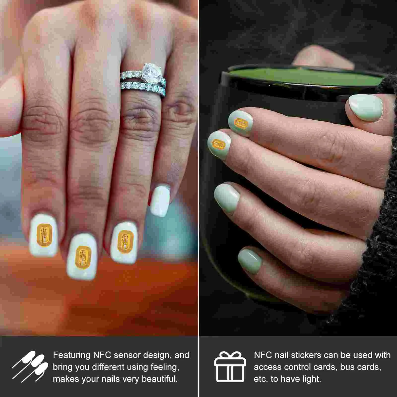 5 Pcs Nail Stickers NFC Chip Glowing Decals Red Color Sensor LED Light Manicure Supplies Easy Application Women