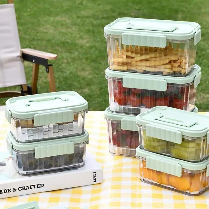 

Fruit Containers Portable Food Storage Containers With Removable Drain Plate Lid Stackable Freezer Storage Box For Fridge