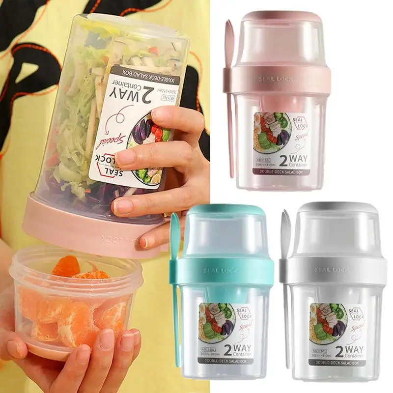 Salad Shaker Cup Multifunctional Salad Container Gym necessary Protein Jar Salad  Shaker Bottles With Spoon Home Accessories