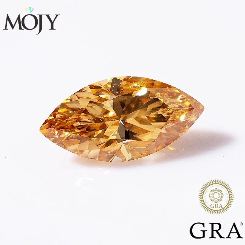 

MOJY Champagne Color Marquise Cut Loose Gemstones Real Moissanite Stone for Diamond Ring with GRA Certificate Precious Gems