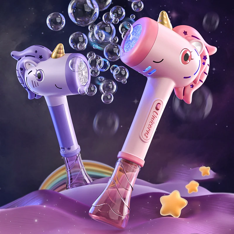 Popular Unicorn Automatic Bubble Gun Stick Electric Soap Easy To Use Bubble Machine Summer Outdoor Party Game Toy Gift_voghion.com