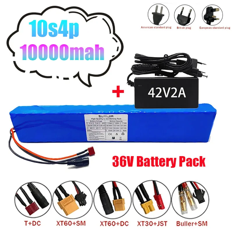 

18650B 36V 10AH 10S4P 10000mah High Capacity Lithium Ion Battery Suitable for Electric Vehicles and Scooters with Pipe + Charger