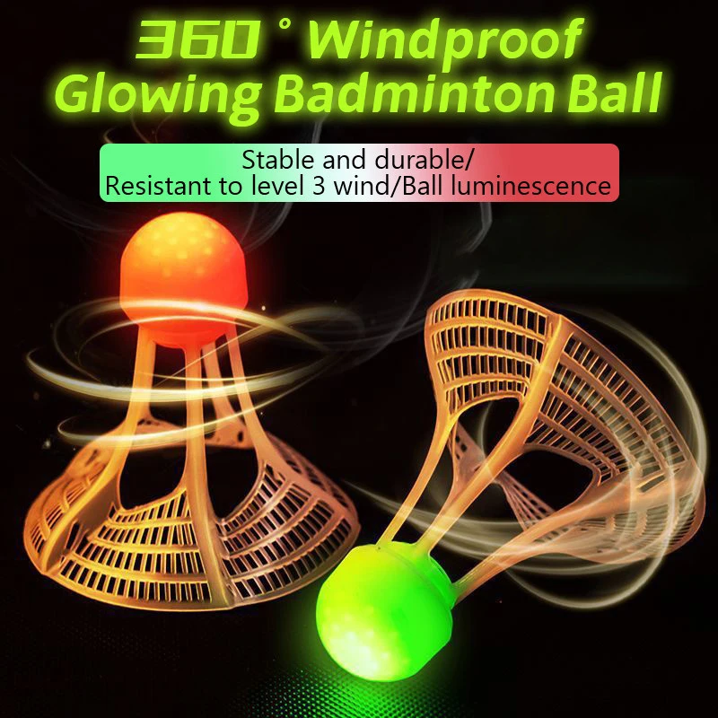 1PC Glow-In-The-Dark Windproof Badminton Shuttlecock Ball Wind Resistance Training Accessories Night Outdoor badminton shuttlecock badminton ball feather shuttlecock