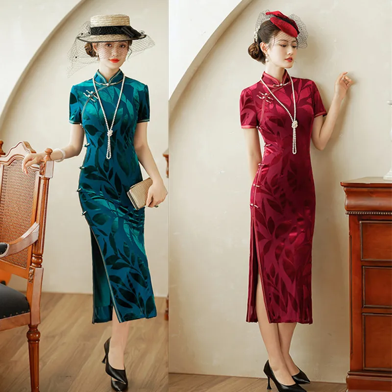 

Improved Middle-aged And Elderly Women's Short Short-sleeved Cheongsam Spring 2023 New Vintage Chinese Style Traditional Long Ch