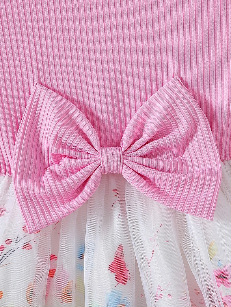 Girls Floral Mesh Summer Dress