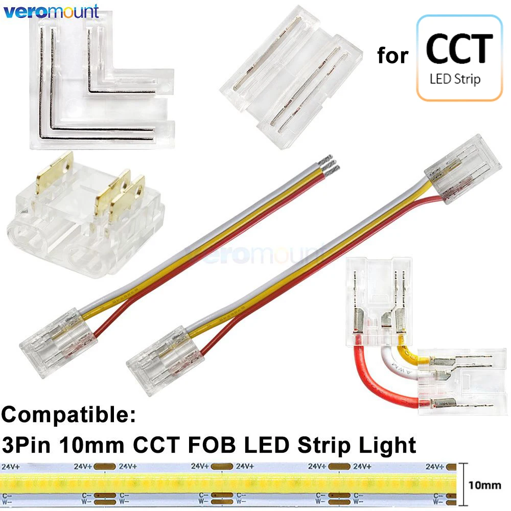 3Pin CCT COB LED Strip Fast Connector for IP20 CCT FOB Strip 8mm 10mm ...