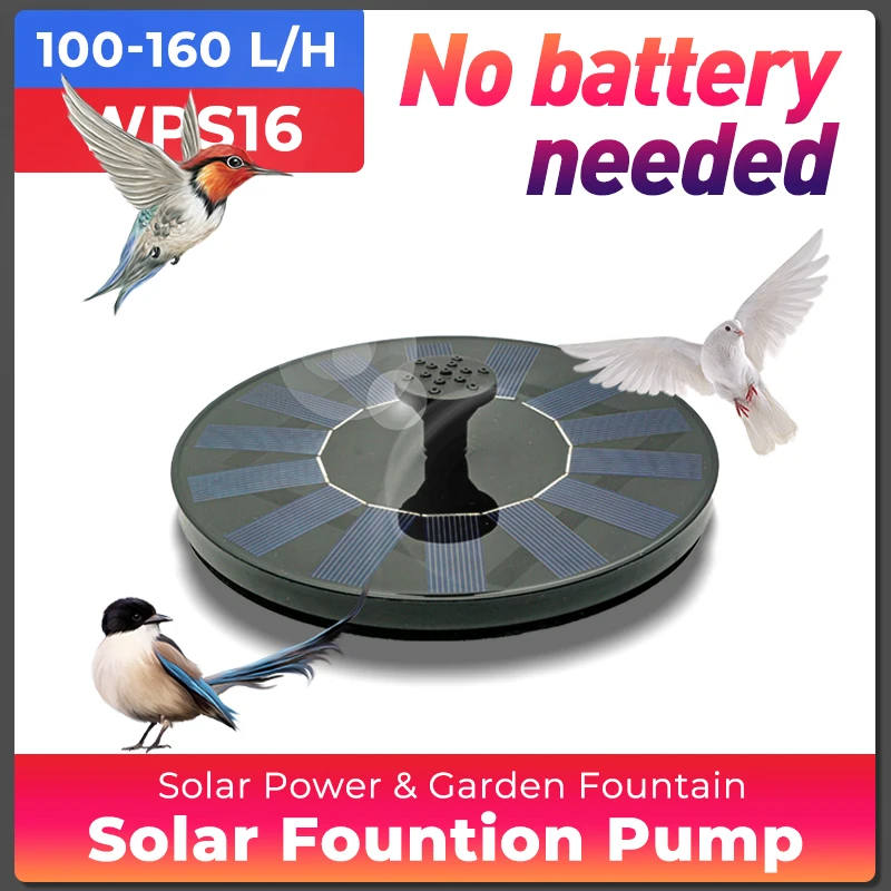 Solar Fountain Pump 2.5W 6Nozzles Solar Powered Pump Bird Bath Pond Garden Other Places Water Fountain Indoor water pump