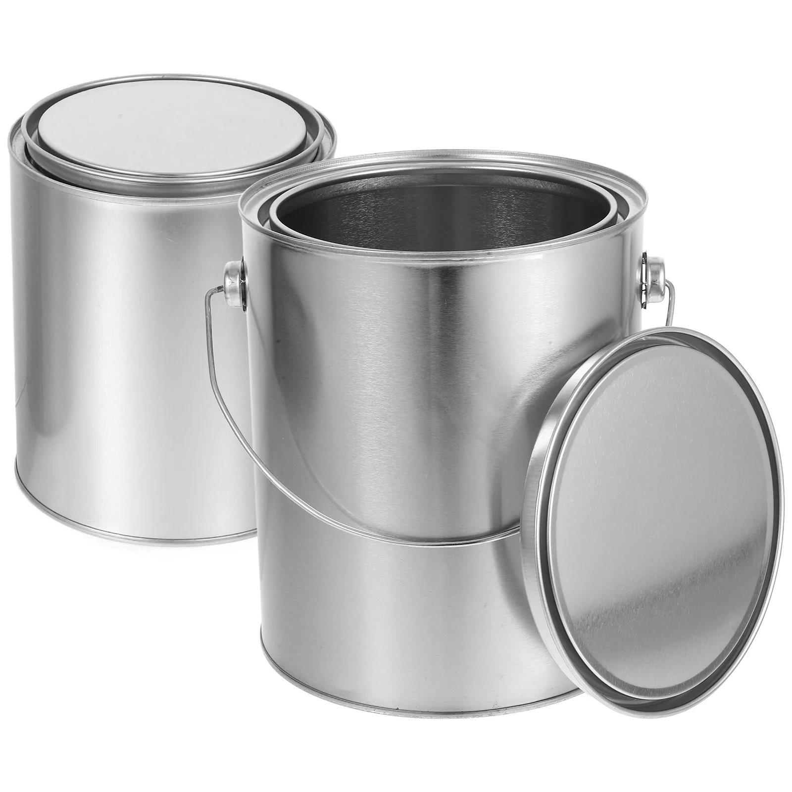 2pcs Empty Paint Bucket Pitch Storage Can Sealed Empty Metal Paint Can Pitch Metal Container with Lid