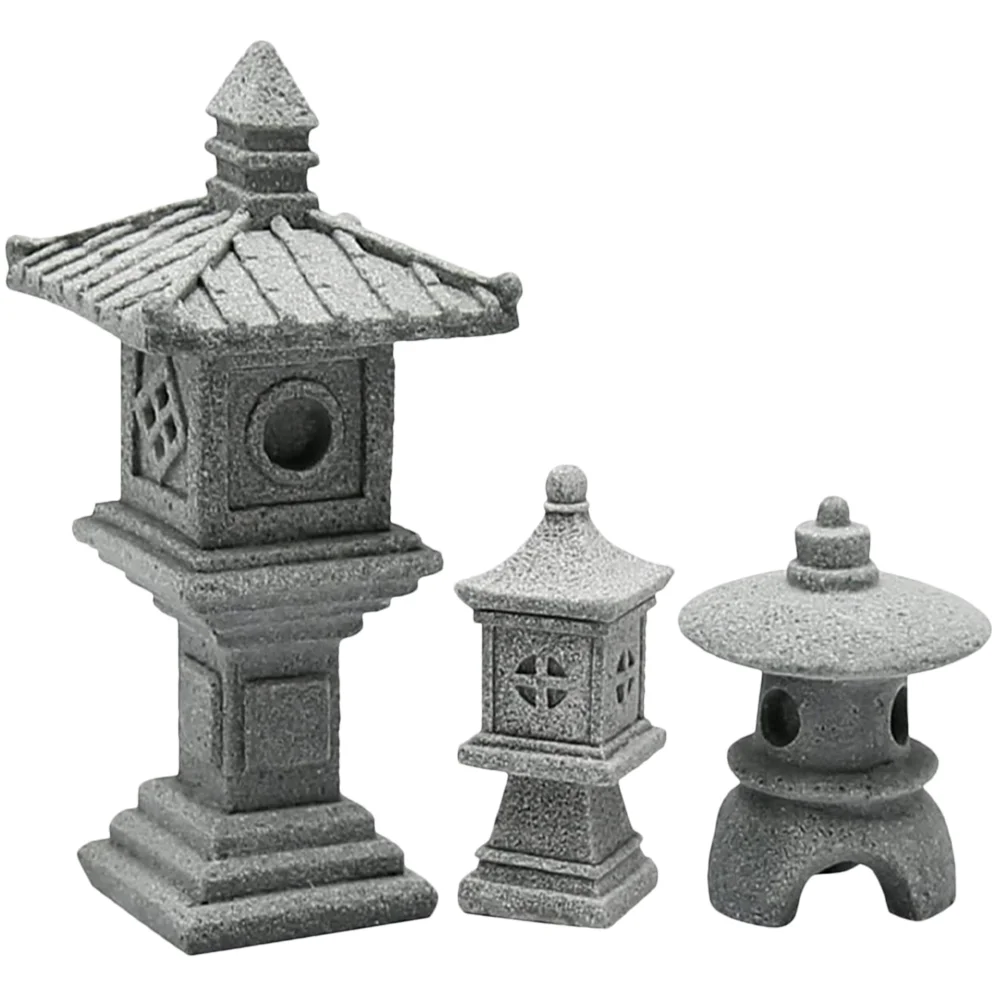 

Zen Garden Decor Outdoor Statues Shrimp Shelter House Ornaments Japanese Tower Light Decoration Pavilion Miniature Pagods