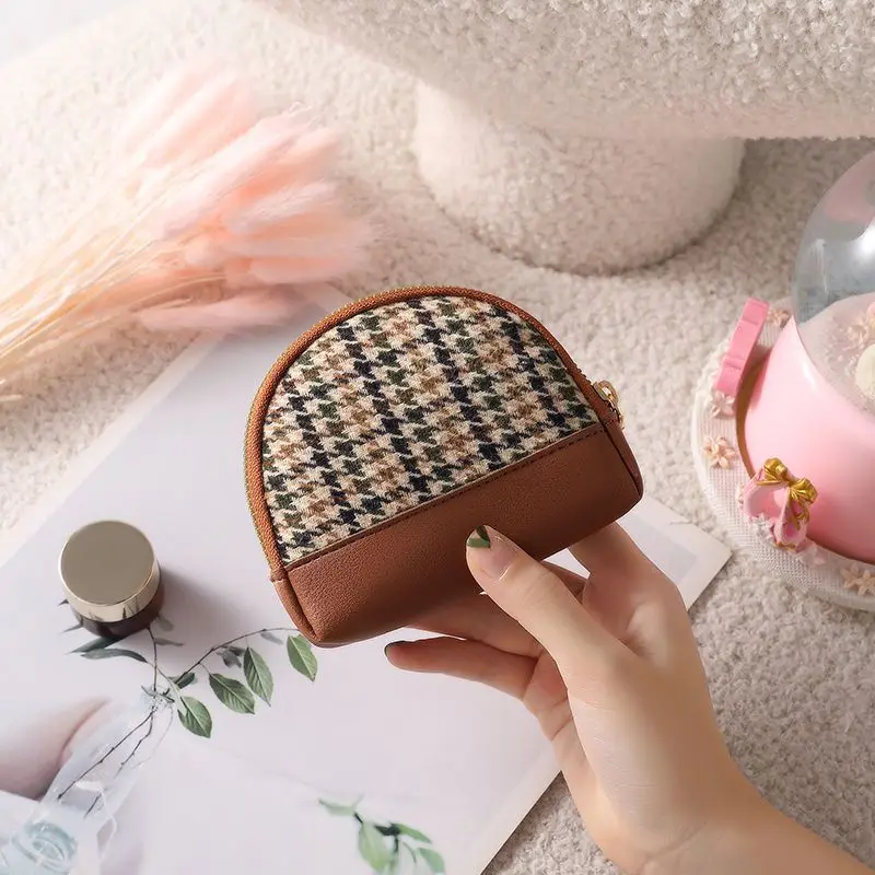 LAYRUSSI New Fabric Coin Purse Women Double Zipper Small Wallet Key Pouch Travel Card Holder Fashion Female Vintage Coin Bags