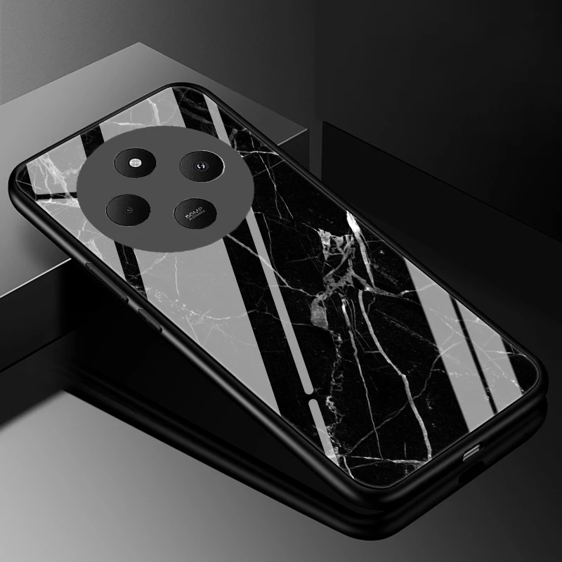Durable Tempered Glass Phone Case with Hard Back Bumper