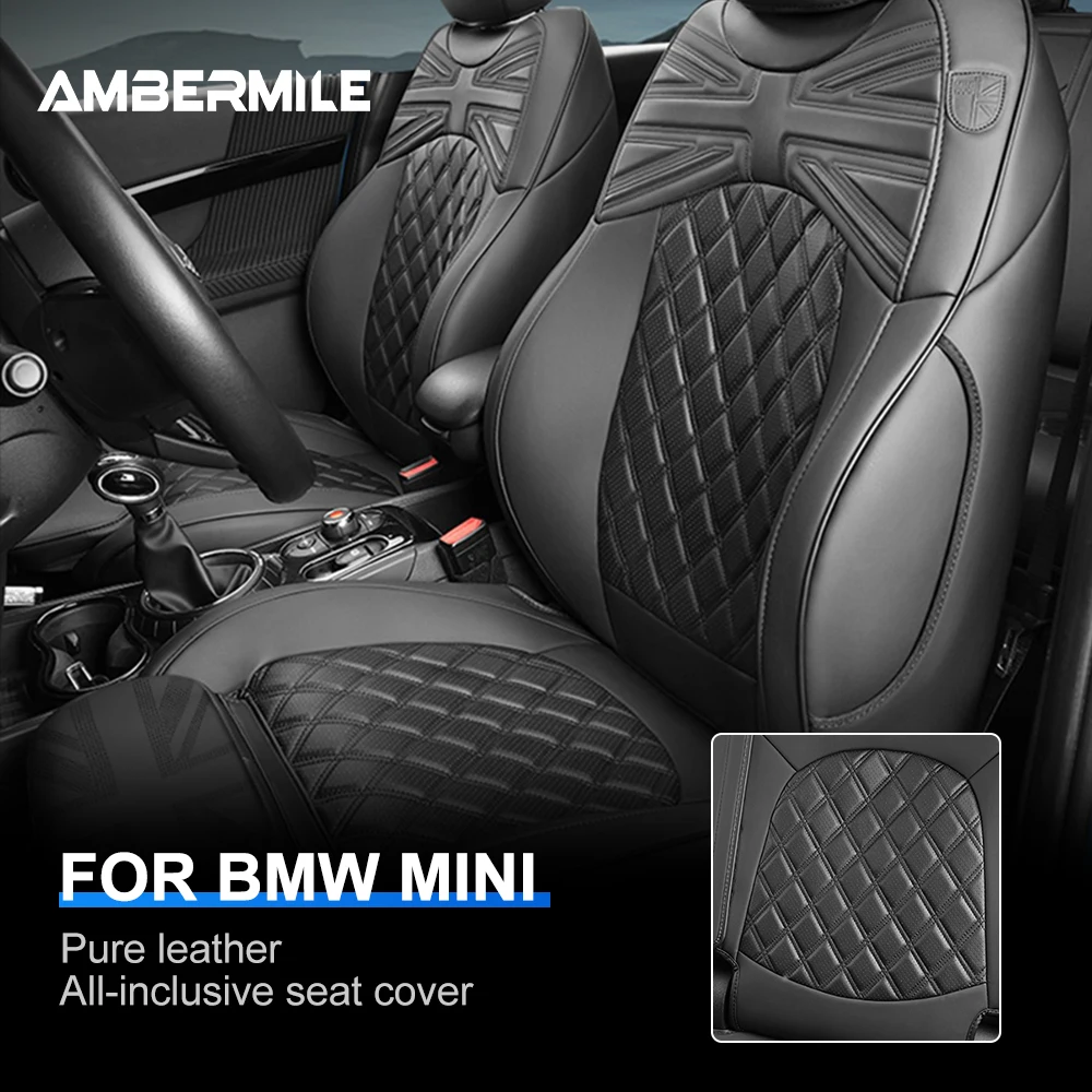 

AMBERMILE Leather Car Seat Cover For Mini Cooper F54 F55 F56 F57 Hatchback F60 R60 R55 R61 R59 COUNTRYMAN Customized Accessories
