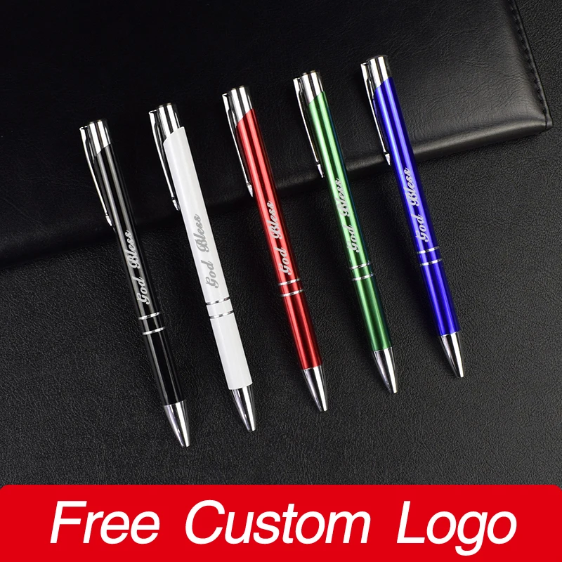 New Custom LOGO Metal Aluminium Ballpoint Pen Personalized Gifts For Writing School Stationery Wholesale Small Business Supplies