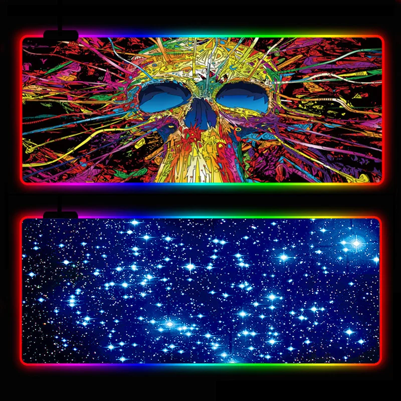 Rgb mousepad led light large keyboard cover desk mat colorful surface