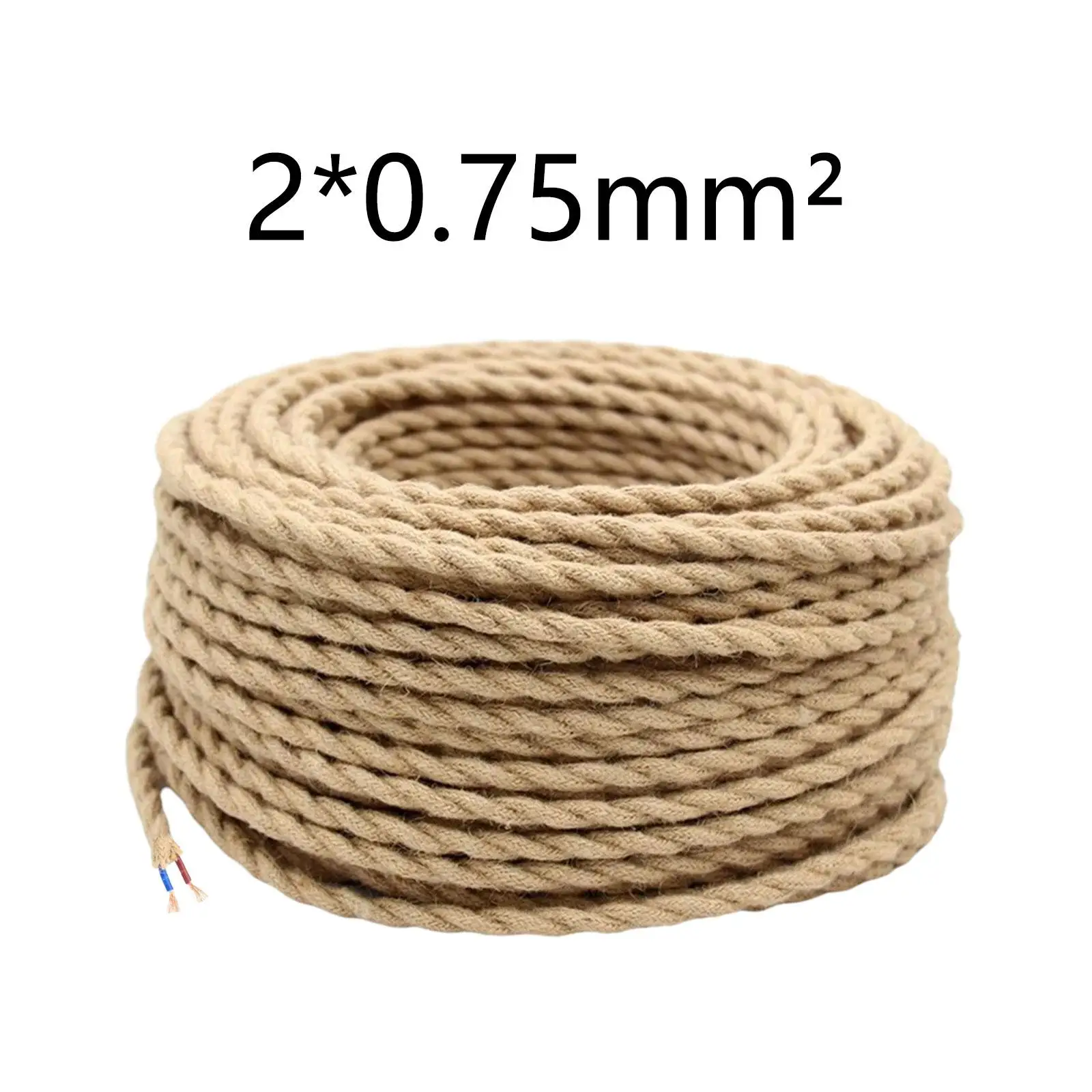 Twisted Braided Linen Line Antique 2x0.75mm Vintage Electrical Wire for Bedroom DIY Projects Farmhouse Industrial Lighting Bar