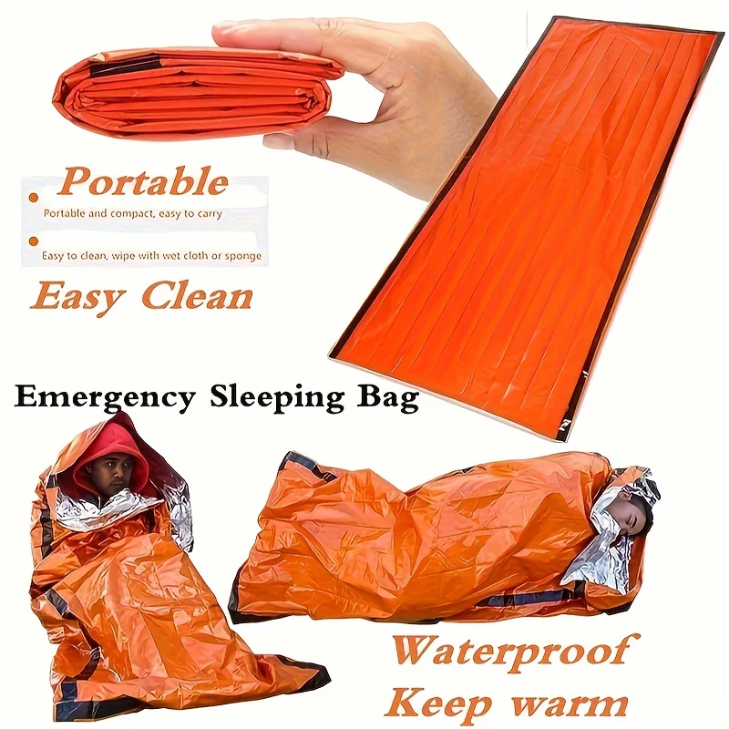 Description Picture 4 of item2PCS Portable Thermal Emergency Survival Sleeping Bag Outdoor Waterproof Camping Gear Thermal Sack Bivy winter Survival Tent
