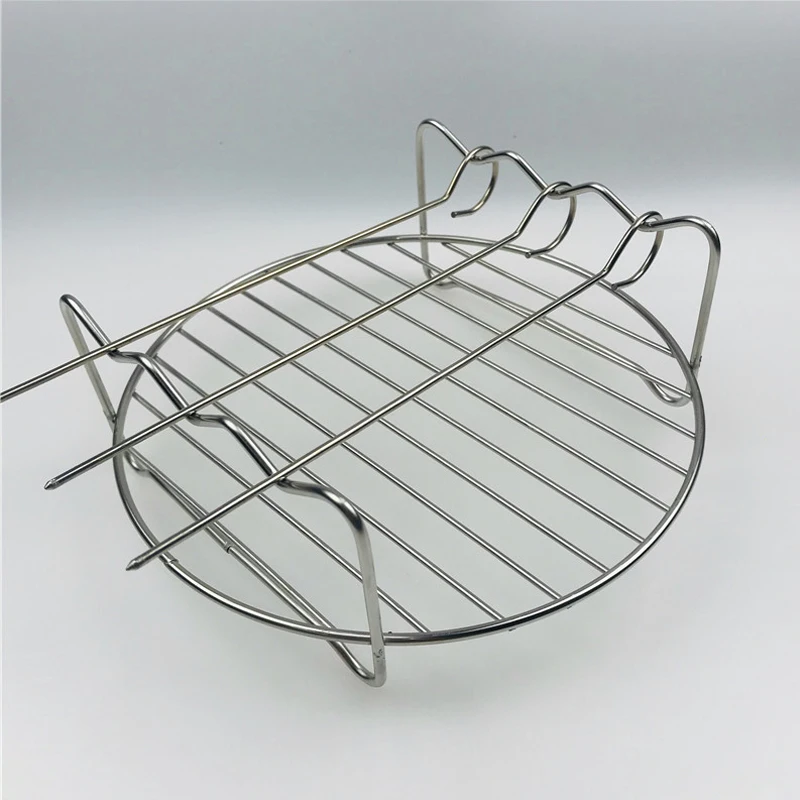 Description Picture 6 of item6/7/8 Inch Tray Baking Air Fryer Rack Kitchen Grill Holder Air Fryer Accessories Baking Tray Double Layer Round Barbecue Rack