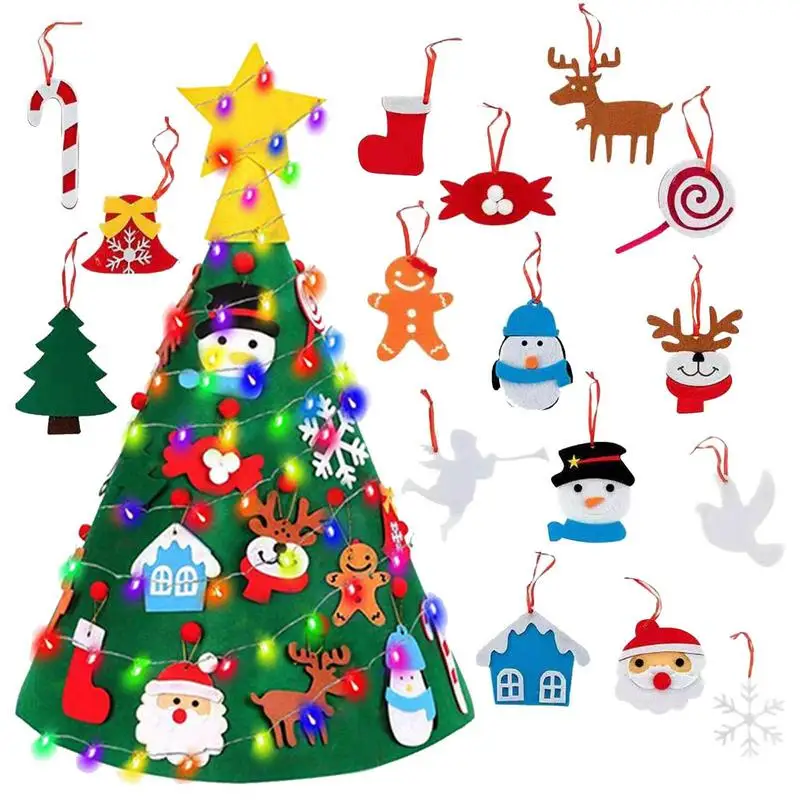 

Фетровая искусственная смешная Рождественская елка «сделай сам» с подсветкой для детей, домашний декор, детская войлочная поделка для кровати, гостиной, детской