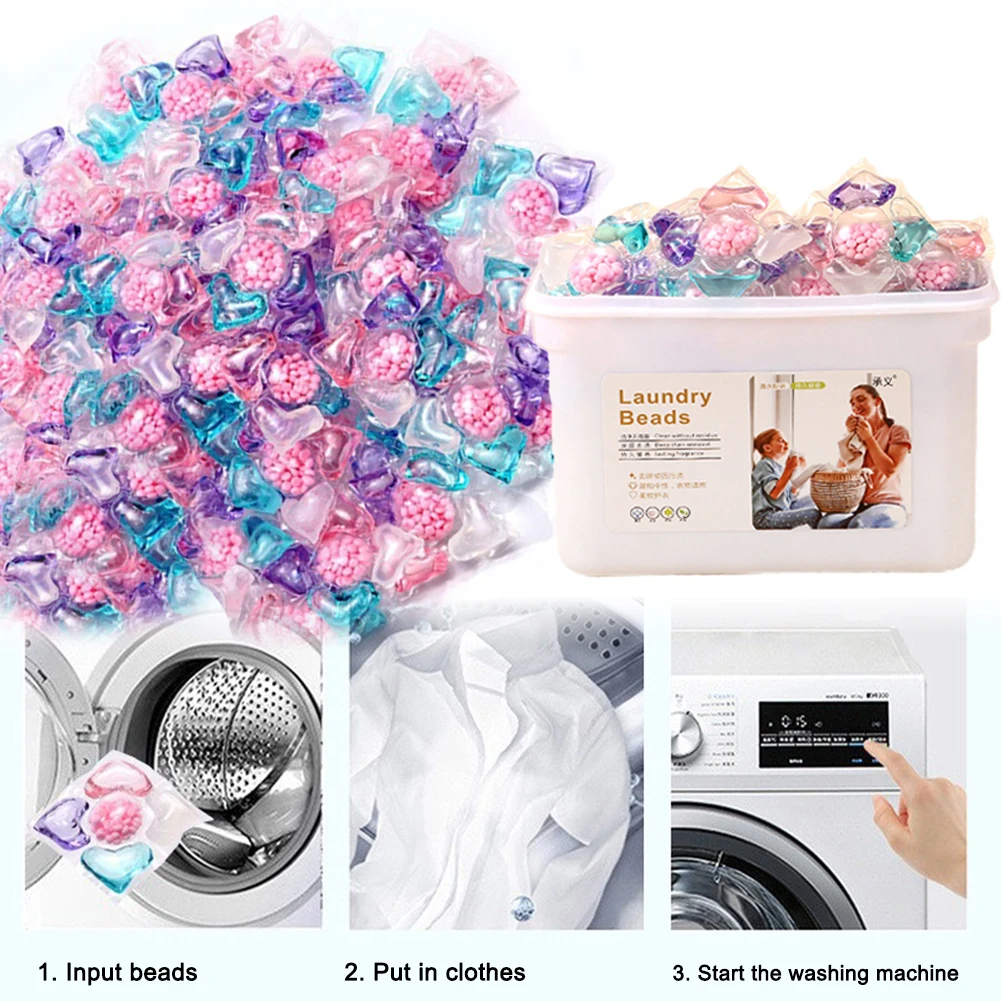 50Pcs 5 in 1 Laundry Cleaning Washing Capsules Laundry Detergent Soap Box Aroma Liquid Capsule Ball for Home Dormitory