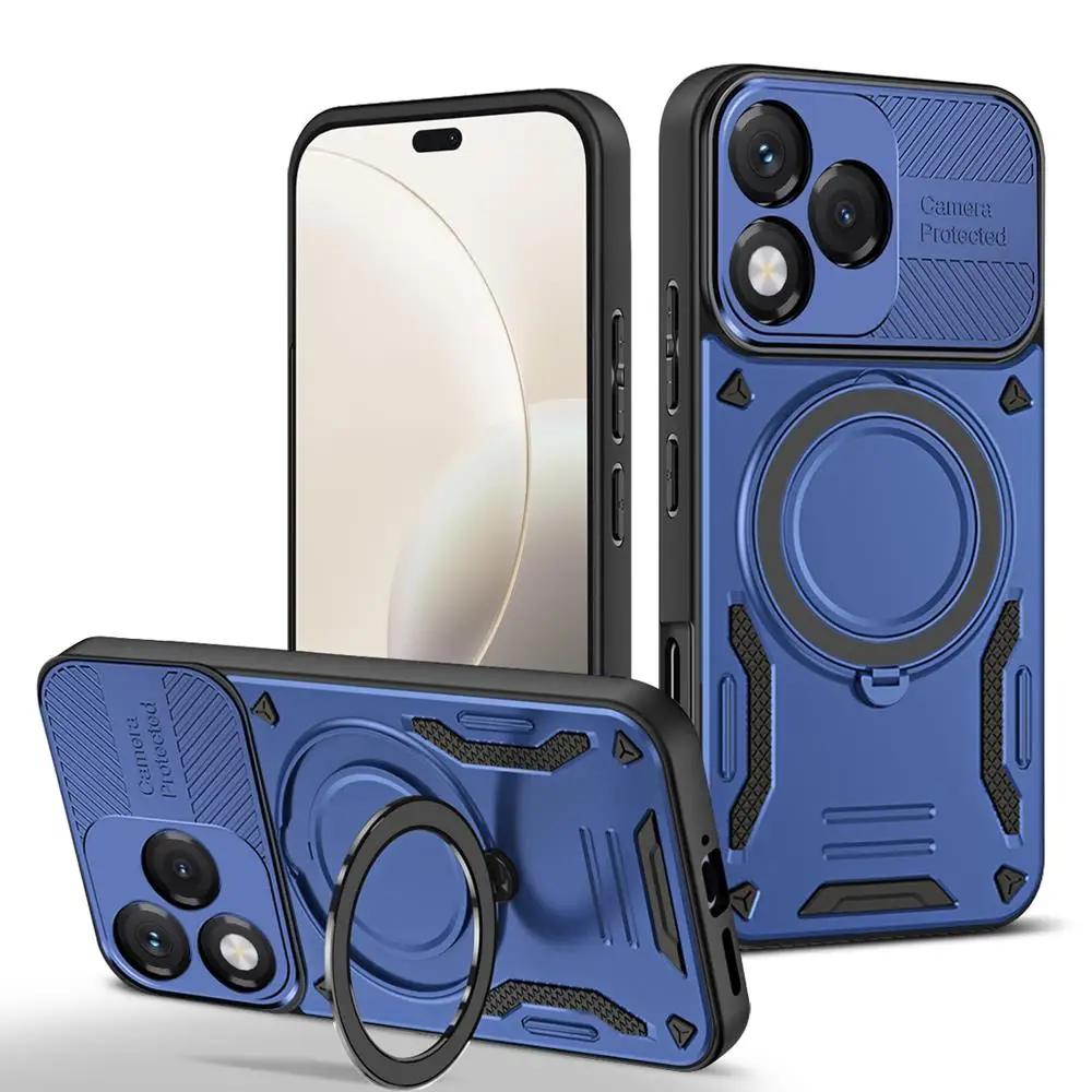 Luxury Armor Magnetic Phone Case with Ring Bracket and Bumper Back Cover