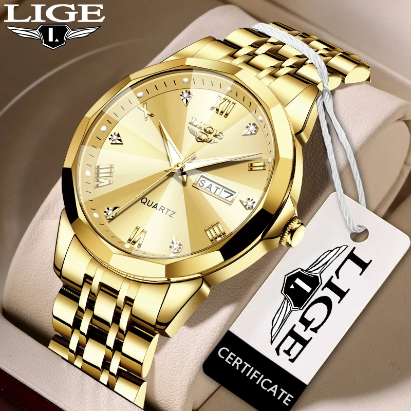 

LIGE New Fashion Quartz Man Watch Top Brand Luxury Waterproof Date Men's Watches Stainless Luminous Week Clock Male Wristwatches