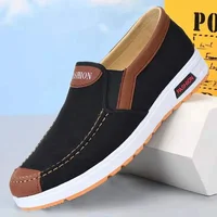 Beijing Men's Canvas Shoes Slip-On Work Shoes Anti-Slip Wear-Resistant Casual Breathable Loafers Plain Pattern Adult Footwear