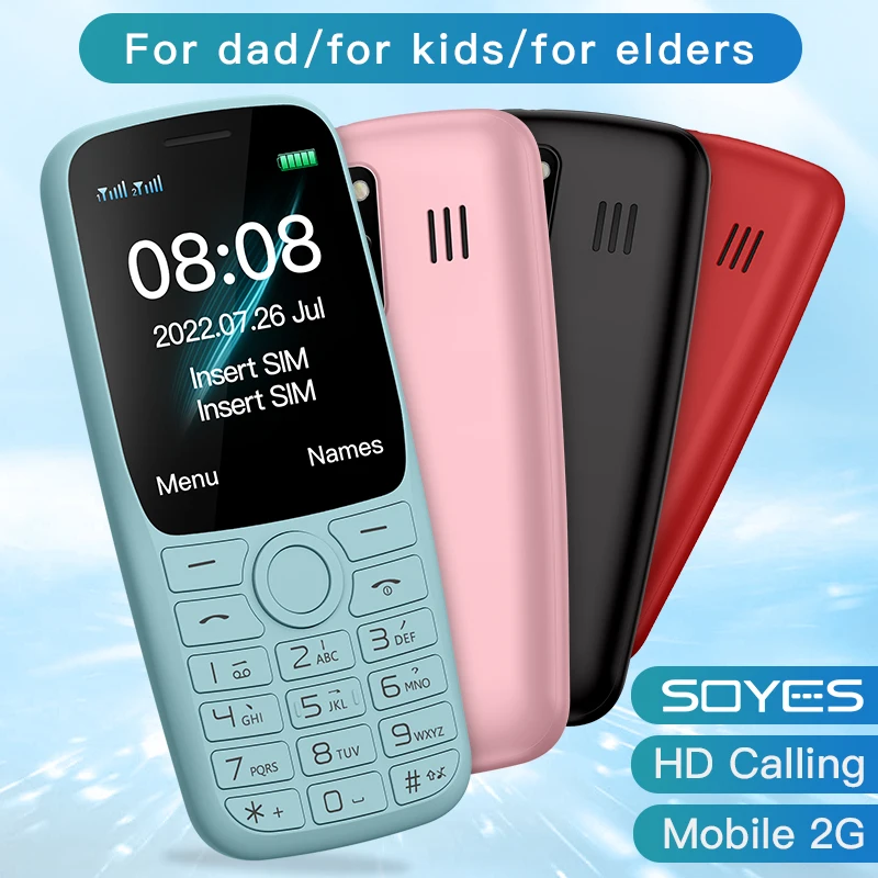 SOYES 2G GSM Mobile Phone 1.77 Inch Display With 800mAh 15 Days Standby Powerful With Flashlight Rear Camera Small Cellphone