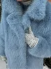 Mid-Length Women's Fur Coat Suit Collar Loose Imitation Fox Fur Plush Coats Warm Soft Thickened Winter Socialite Fur Overcoat 6