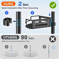 Corner Shower Caddy Tension Pole: Quick Installationr Rustproof Bathroom Organizer Shelves 2
