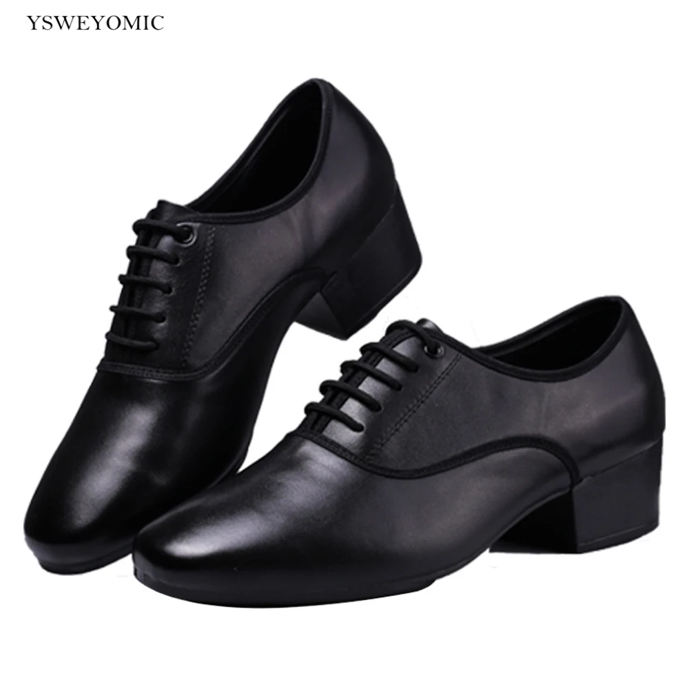 Suela ante dividida para hombre, zapatos de baile latino de salón, cuero Real, negro brillante, estándar, zapatos de baile Bachata, M-003 AliExpress