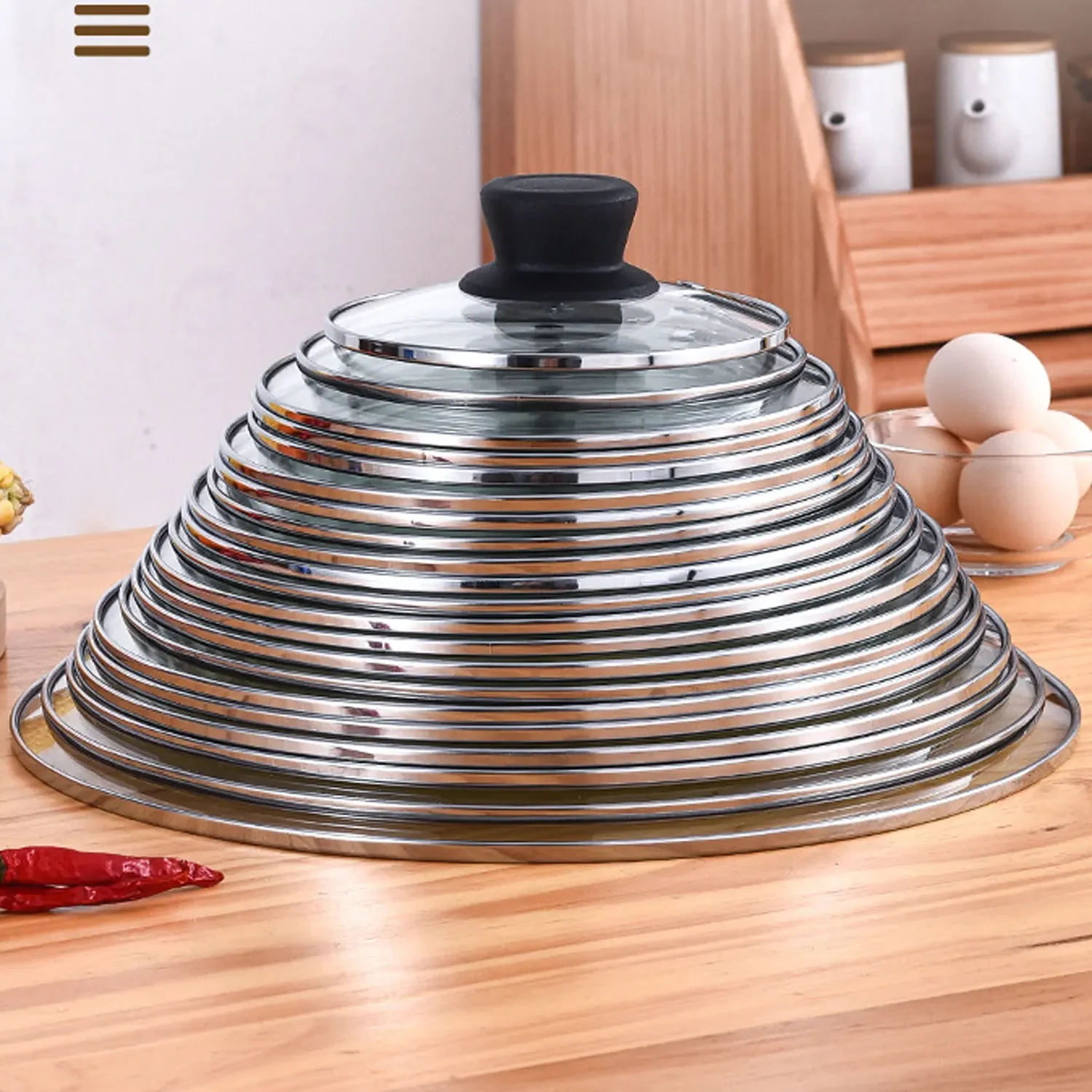20cm 24cm 26cm 28cm Stainless steel Thick Transparent Tempered Glass Lid cover Soup Pot Saucepan Frying Pan Wok Lid Knob glass pot lid glass lid
