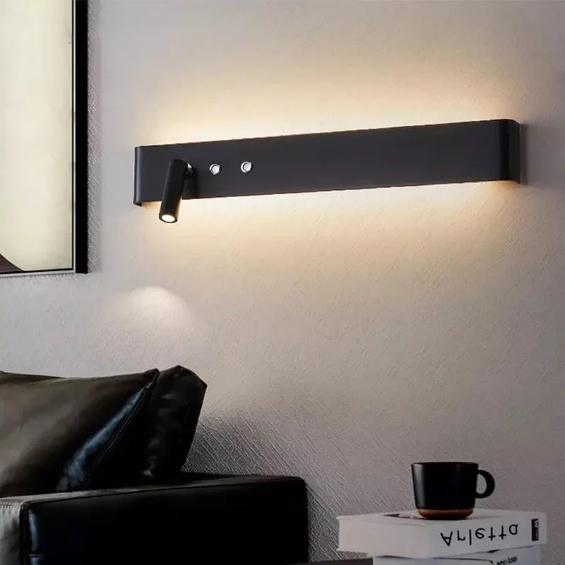 

Nordic Led Bedside Wall Lamp Bedroom long backlight Sconce Modern For Home Stairs Lighting Wall light Bathroom Lamp