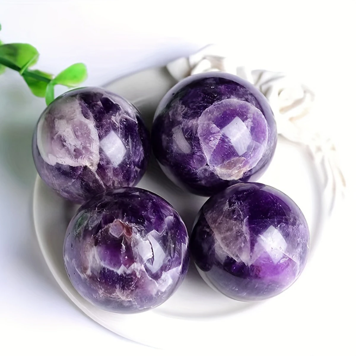 5 Stück natürlicher Amethyst, heilender Kristall, Energiekristall, Edelstein, Yoga-Dekoration, extrem schöne Heilkristall-Edelstein-Kugel! – Detail 2