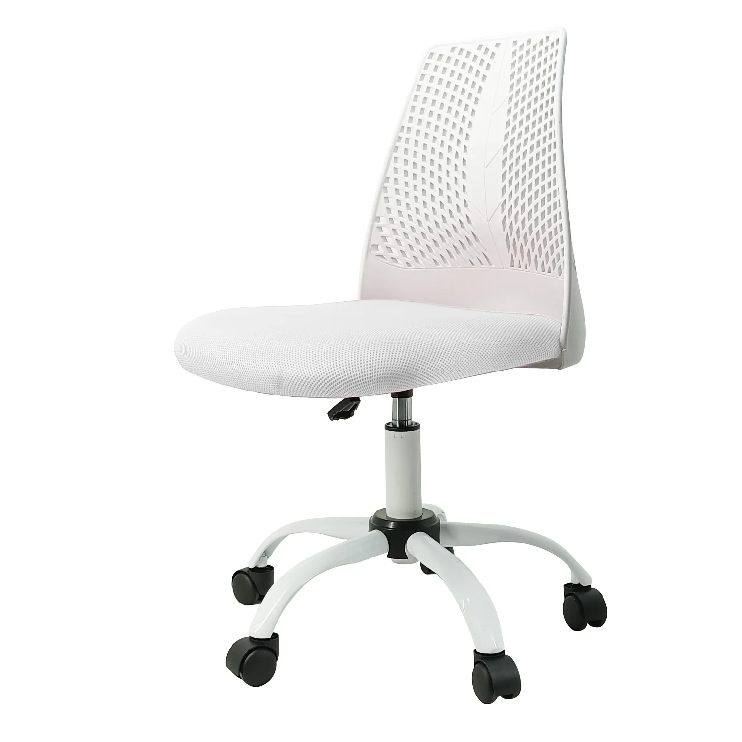 

White Armless Ergonomic Office Chair with Supportive Cushioning for Home Use and Comfortable Sitting Experience